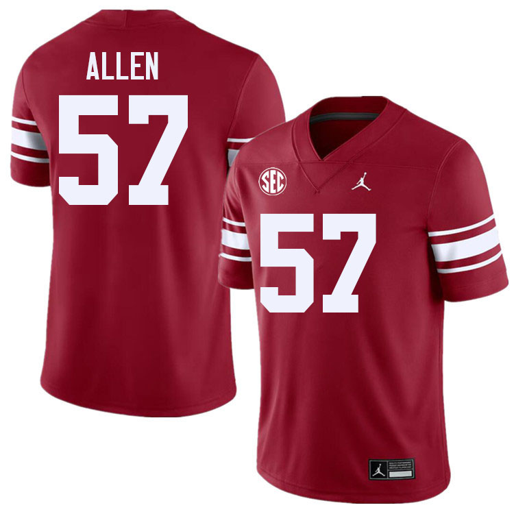 Men #57 Gunnar Allen Oklahoma Sooners 2024 SEC Conference College Football Jerseys-Throwback